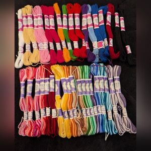 Colorful Embroidery Floss Thread Lot 38 Skiens Verigated & Solid Lot #1